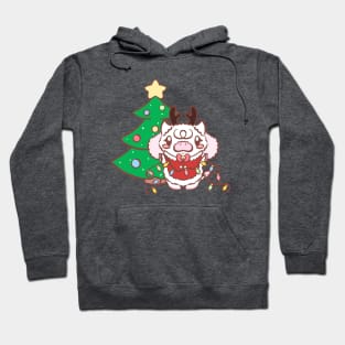 Kawaii Christmas Tree And Panko the Highland Cow Christmas Sweater Hoodie